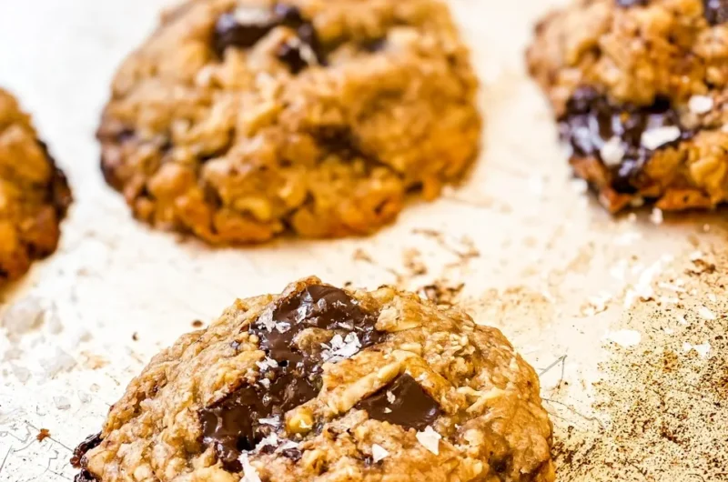Chewy Vegan Chocolate Chunk Oatmeal Cookies