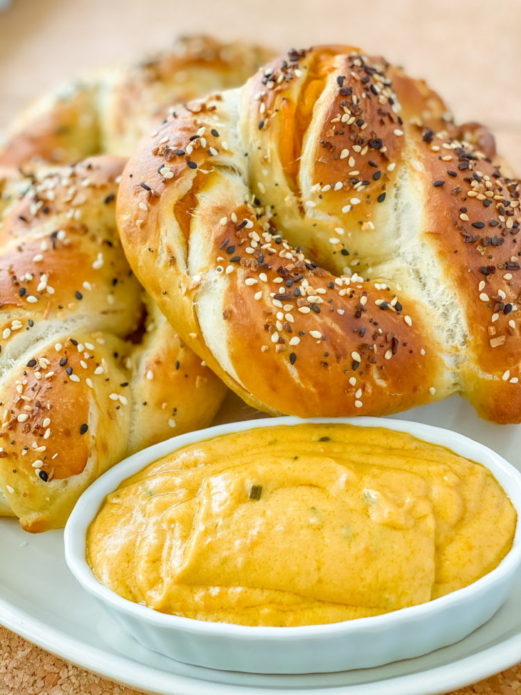 Homemade Soft Pretzels with Vegan Cheese Sauce - Plantifully Based