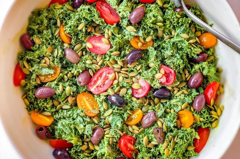 Vegan Kale Caesar Salad with Toasted Pepitas