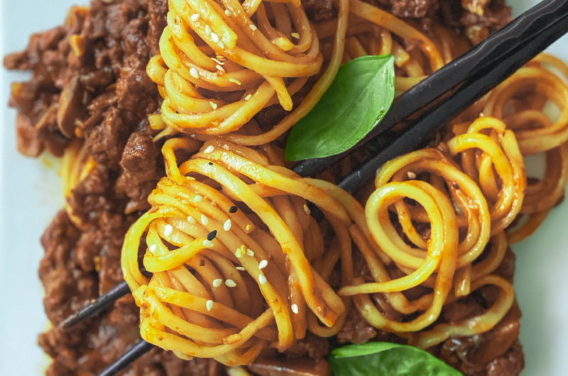 Vegan Asian Bolognese Noodles