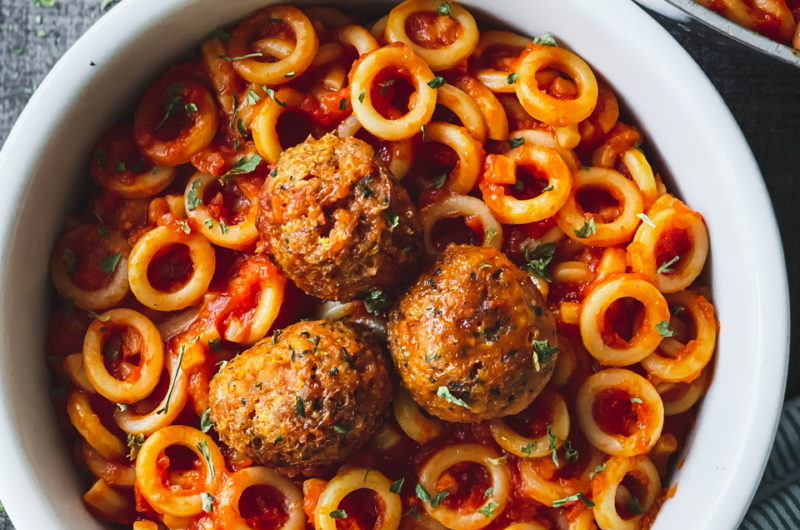 Easy Vegan SpaghettiO-Style Pasta with Meatballs