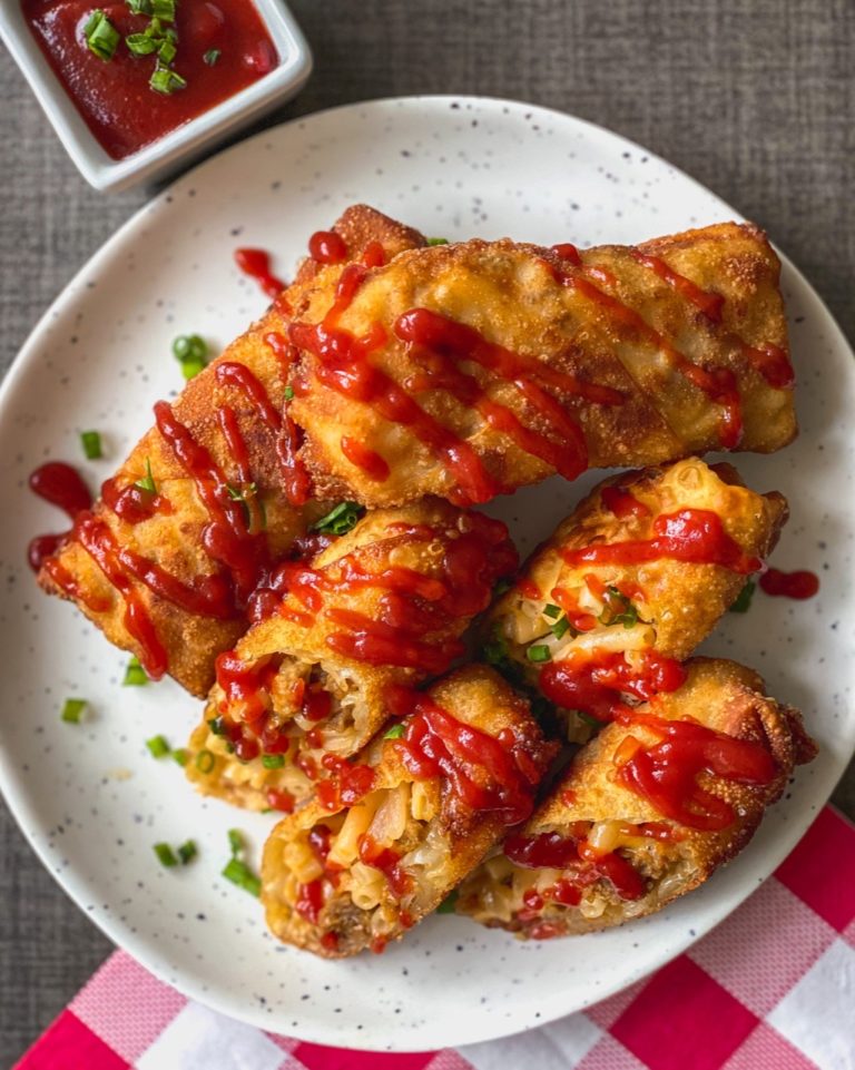 Mac & Cheeseburger Egg Rolls with Firecracker Ketchup Big Box Vegan