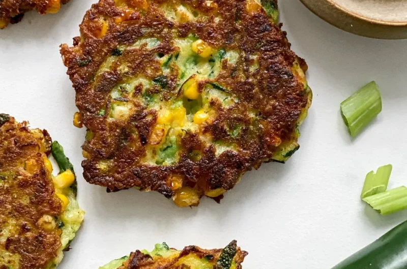 Spicy Vegan Zucchini & Corn Fritters