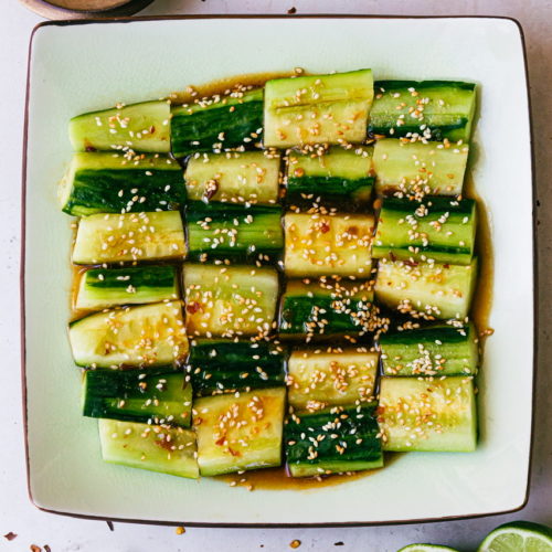 Smashed Cucumber and Edamame Snack Jars - That Vegan Babe