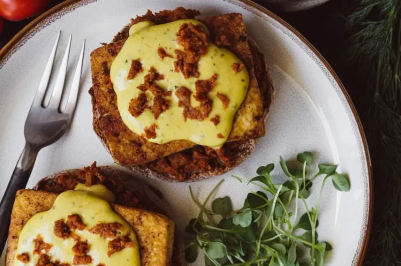 Vegan Chorizo & Tofu “Eggs” Benedict