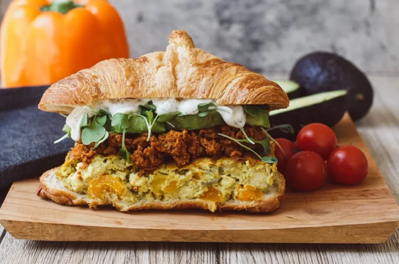 Vegan Croissant Chorizo Breakfast Sandwich