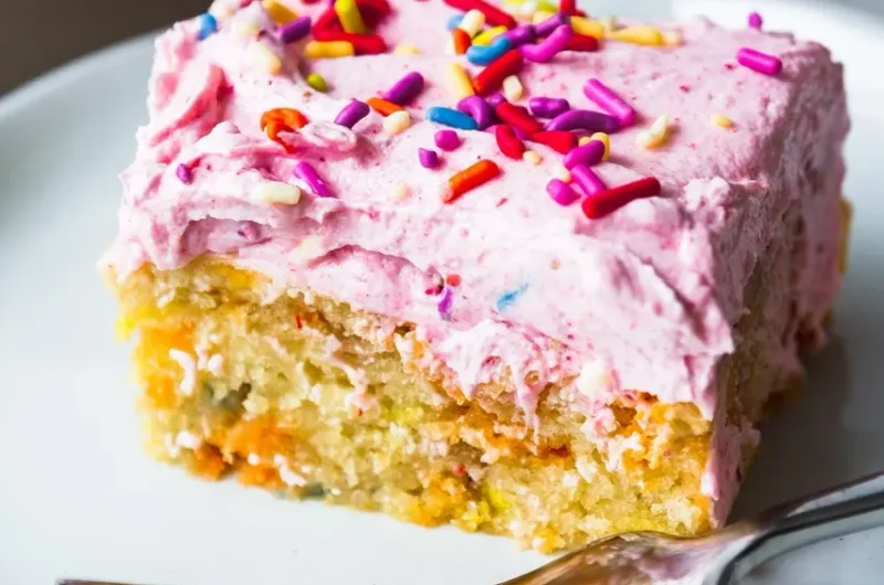 Strawberry Vegan Funfetti Sheet Cake