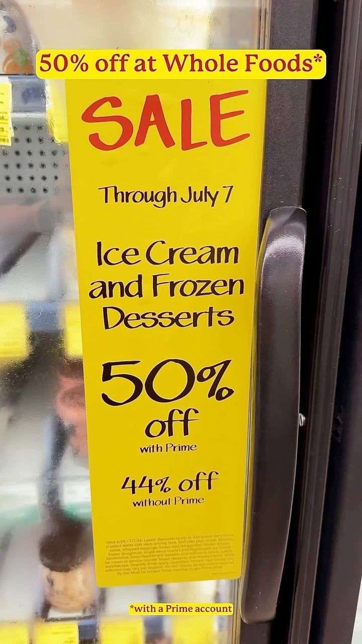It’s back!!!🍦 The Whole Foods Market annual 50% off ice cream and frozen desserts sale is running now through July 7th. Prime members save 50% and non-Prime 44%. 

That means a lot of great deals to be had so could be time to stock up or try a flavor you’ve had your eye on but the price was making you have a melt-down. 🥵

🗓️ June 24 through July 7