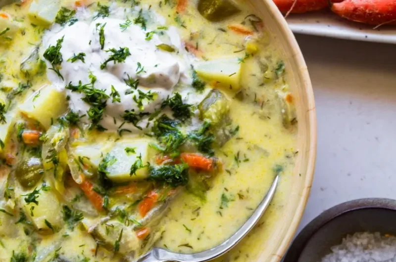 Vegan Polish Dill Pickle Soup