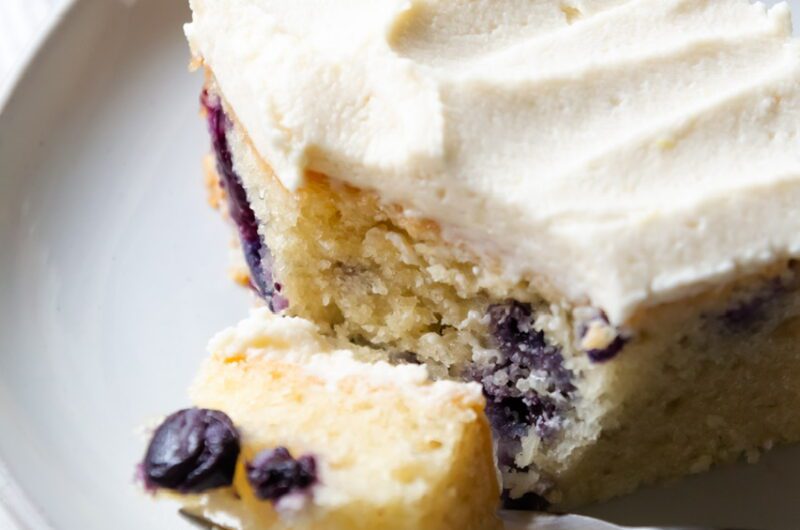 Vegan Lemon Blueberry Frosted Sheet Cake