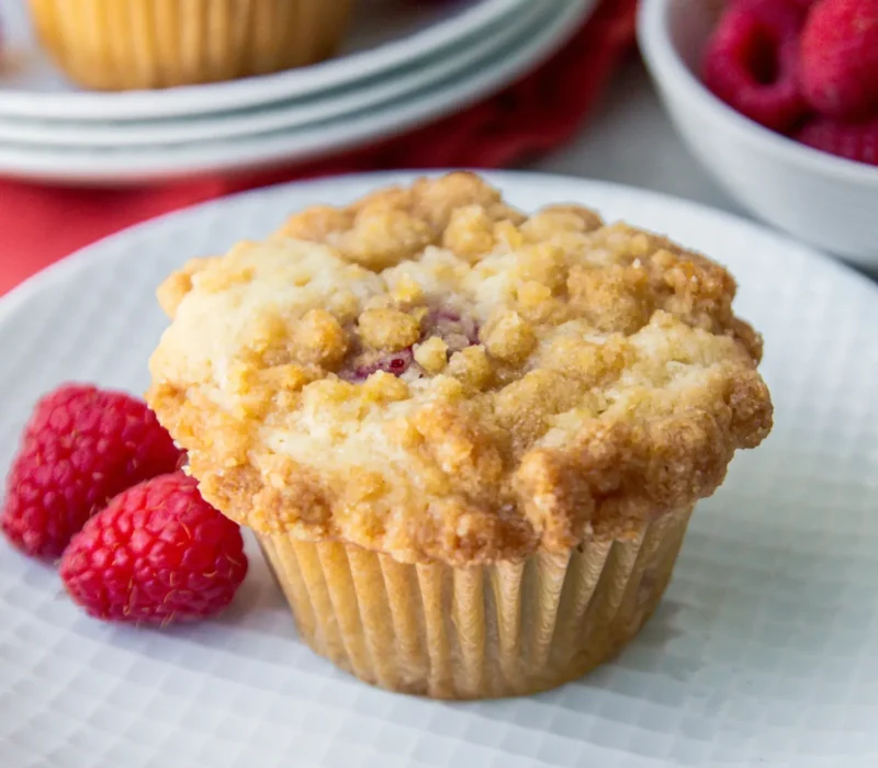 Vegan Lemon Raspberry Crumb Muffins
