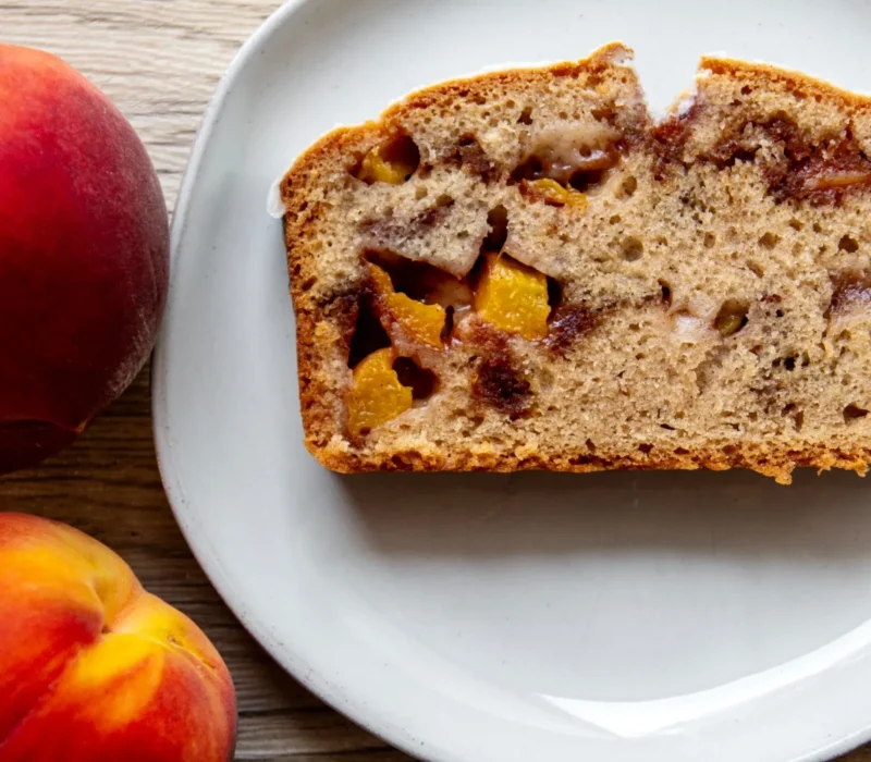 Vegan Old-Fashioned Peach Fritter Loaf